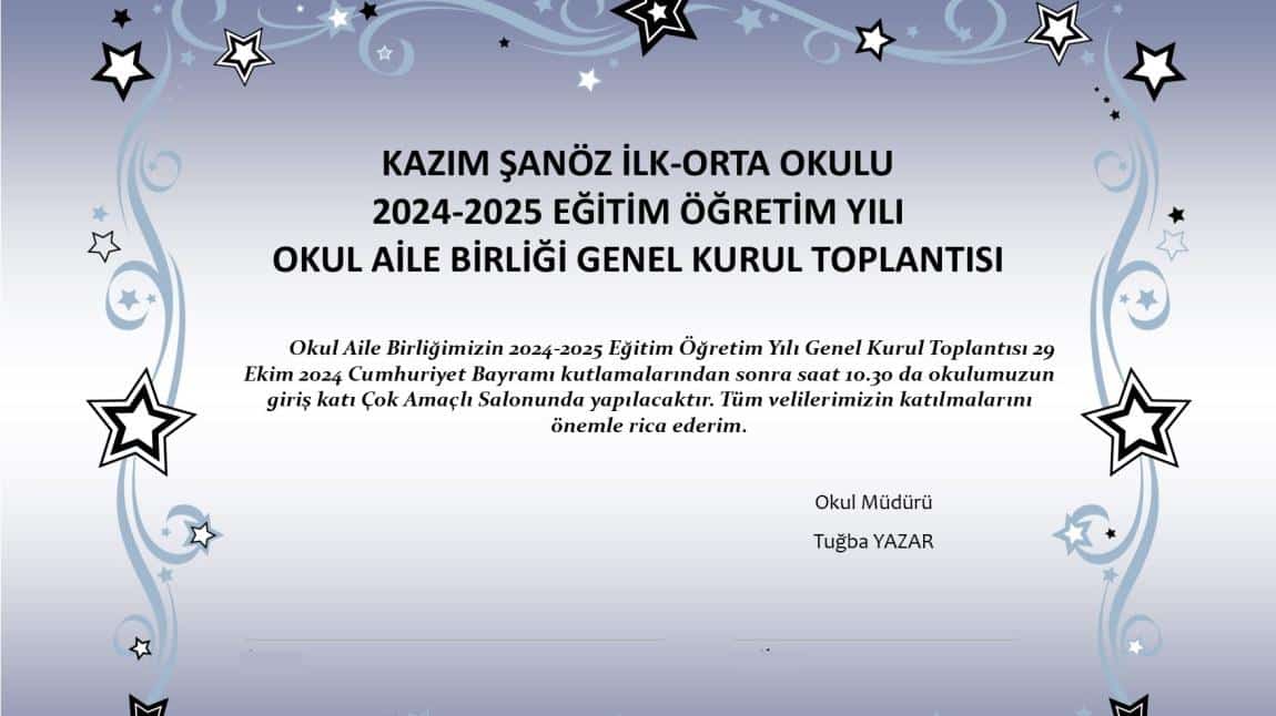 Okul Aile Birliği Genel Kurul Toplantısı